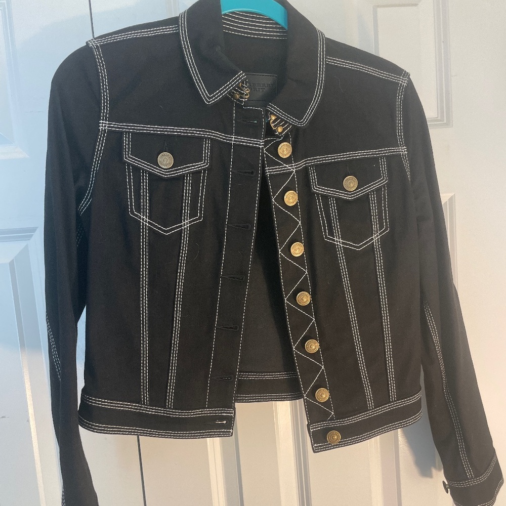 Authentic Burberry black jean jacket. Worn once